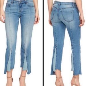 William Rast Light Wash Raw Hem Crop Flare Jean
